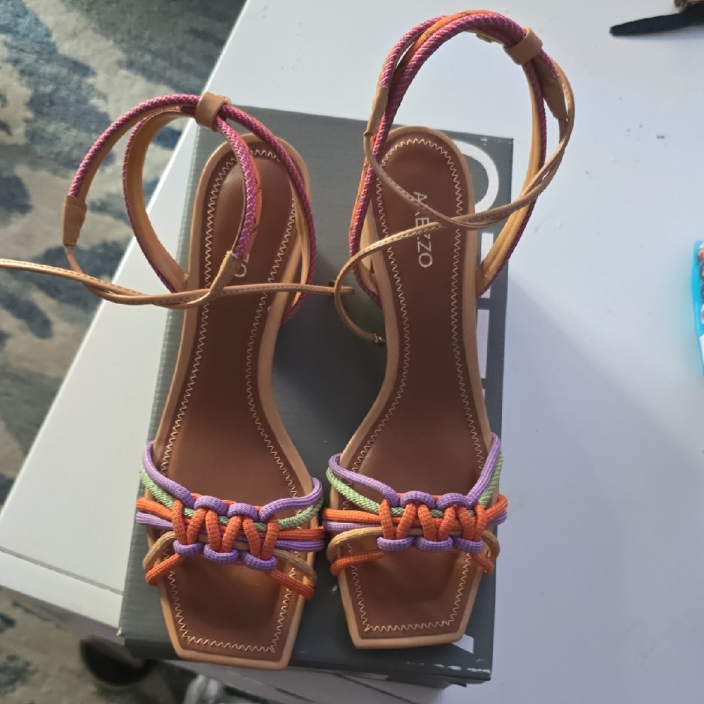 Arezzo Vibrant Multicolor Strappy Sandals